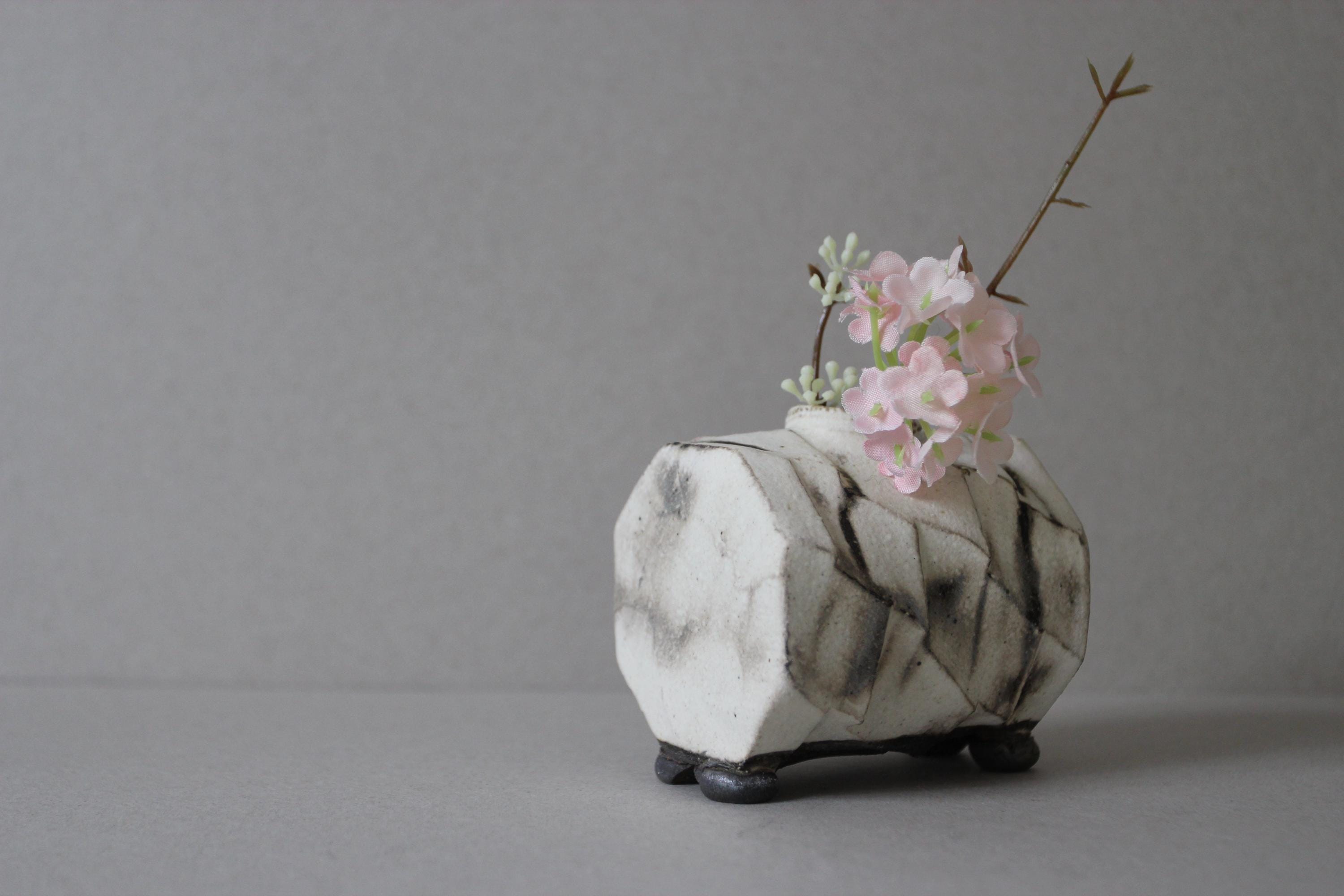 Shigaraki Ware Mini Vase: Japanese Ceramic Bud Vase, Wabi Sabi Decor