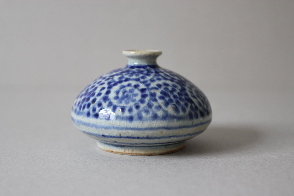Antique Shigaraki Ware Mini Vase  Blue Japanese Ceramic Bud Vase  Handcrafted Ikebana Pottery  Artisan Gift  Made in Japan