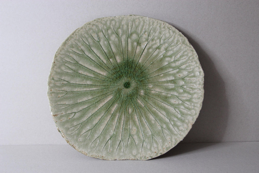 Shigaraki Ware Lotus Leaf Plate  Rustic Japanese Stoneware Dinner Plate  Artisan Tableware Gift  Wabi Sabi Decor  Made in Japan