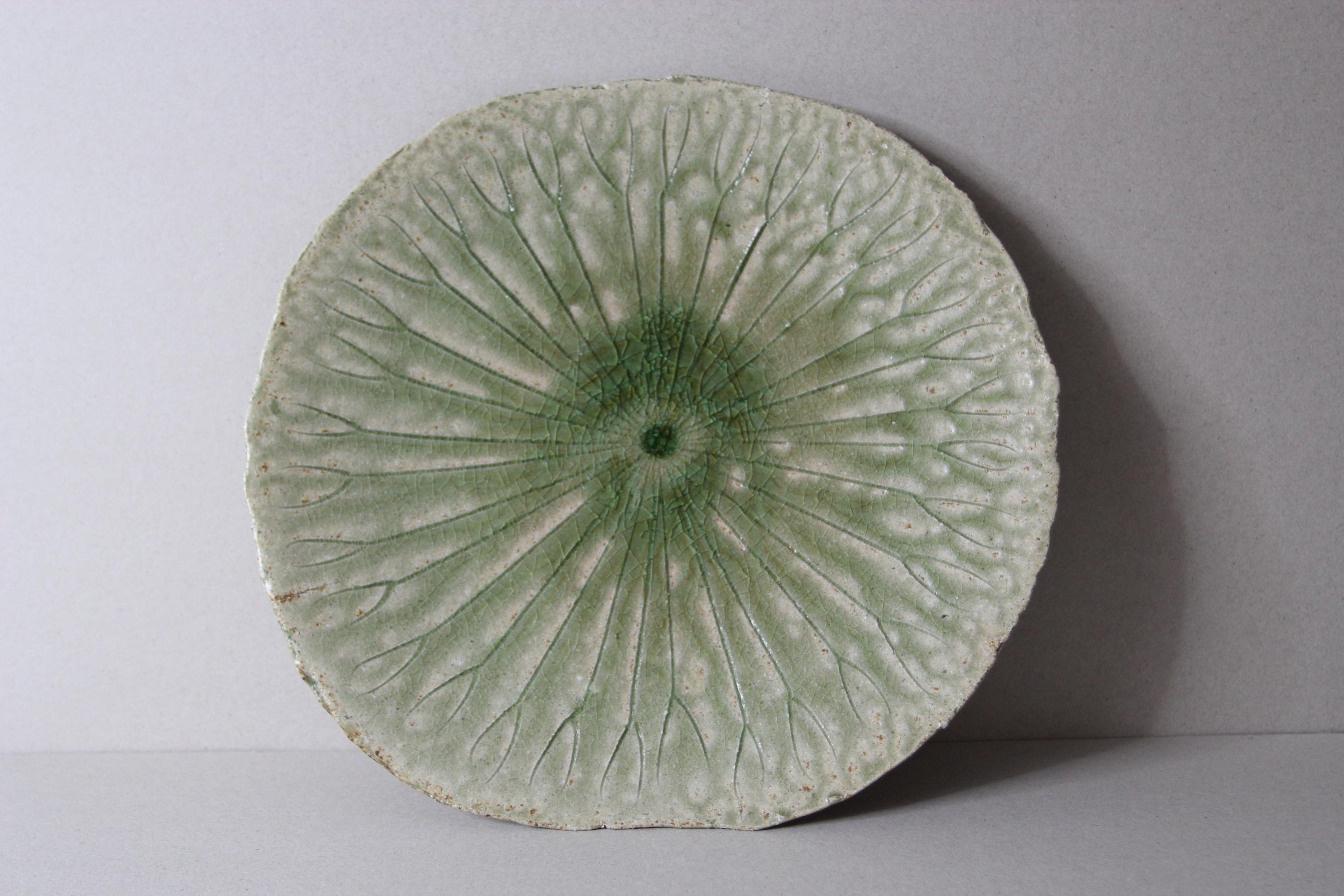 Shigaraki Ware Lotus Leaf Plate  Rustic Japanese Stoneware Dinner Plate  Artisan Tableware Gift  Wabi Sabi Decor  Made in Japan