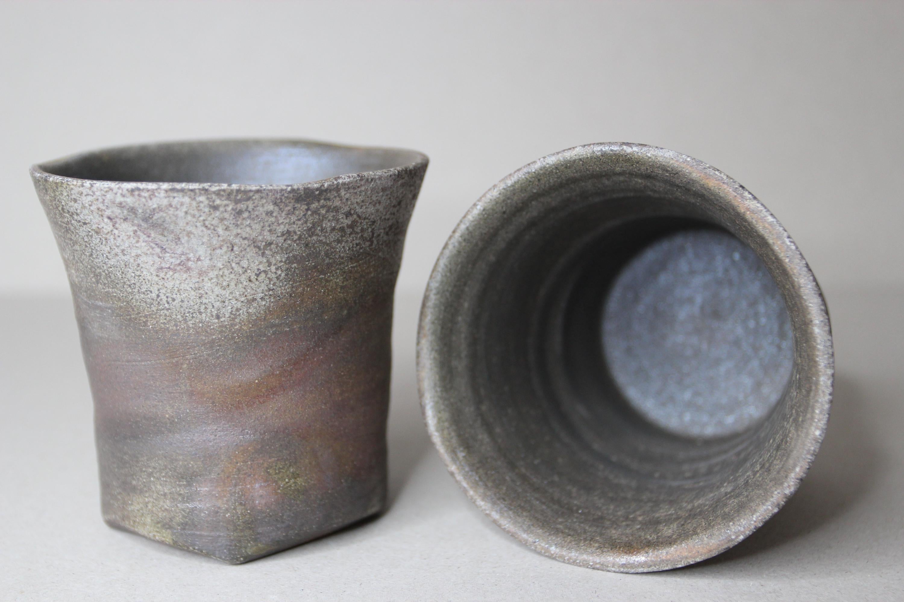 Handmade Bizen Ware Tea Cup Set: Japanese Wabi Sabi Drinkware