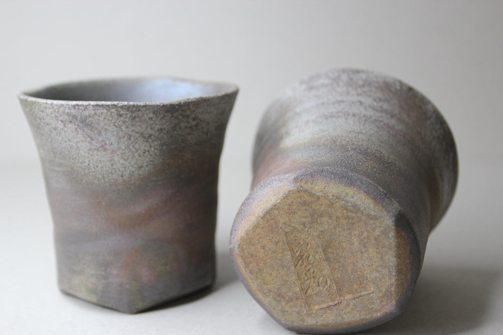 Handmade Bizen Ware Tea Cup Set: Japanese Wabi Sabi Drinkware
