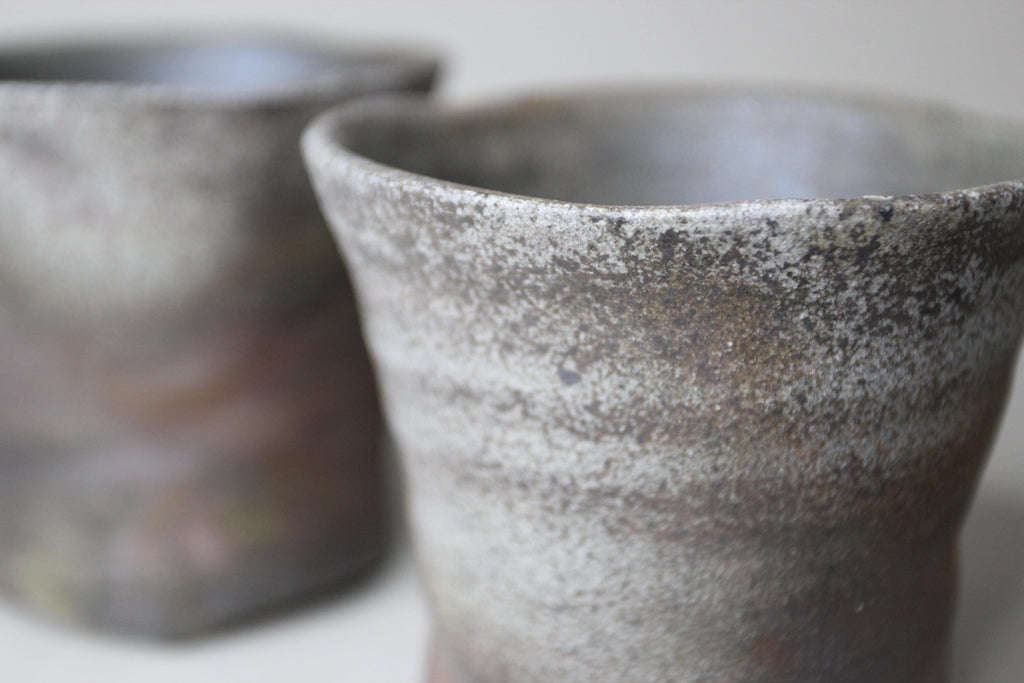 Handmade Bizen Ware Tea Cup Set: Japanese Wabi Sabi Drinkware