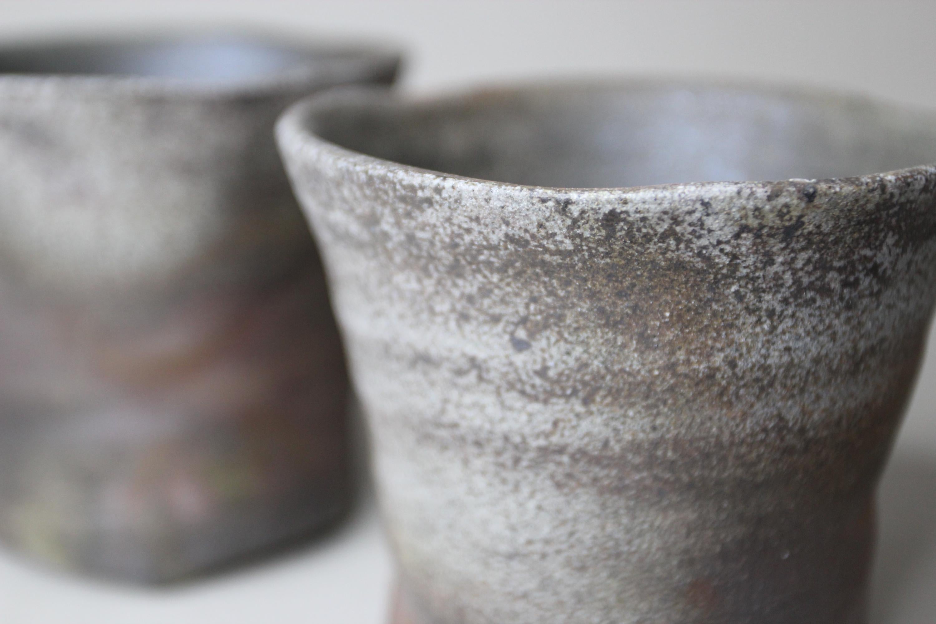 Handmade Bizen Ware Tea Cup Set: Japanese Wabi Sabi Drinkware
