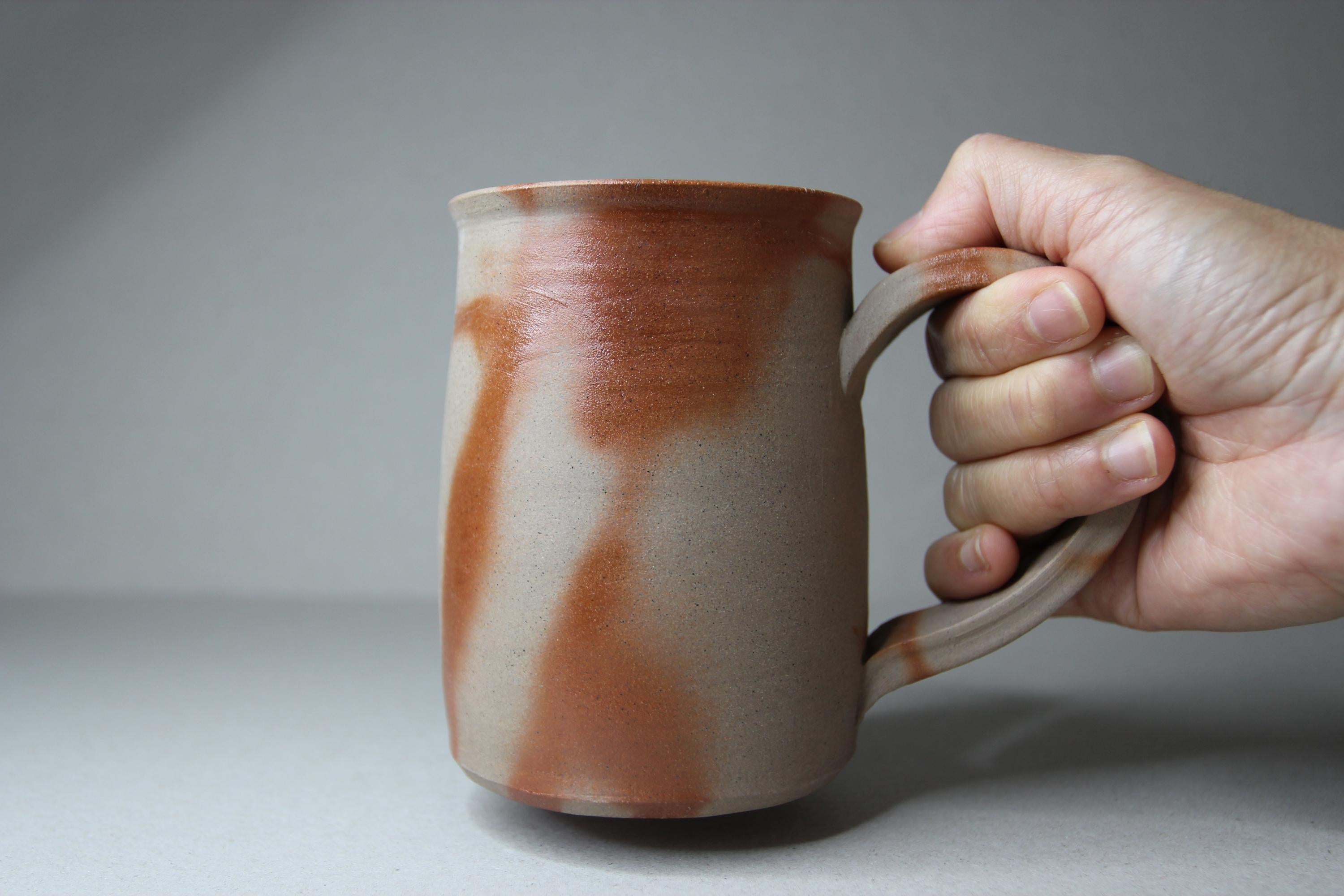 Handmade Bizen Ware Beer Mug: Rustic Japanese Pottery Cup
