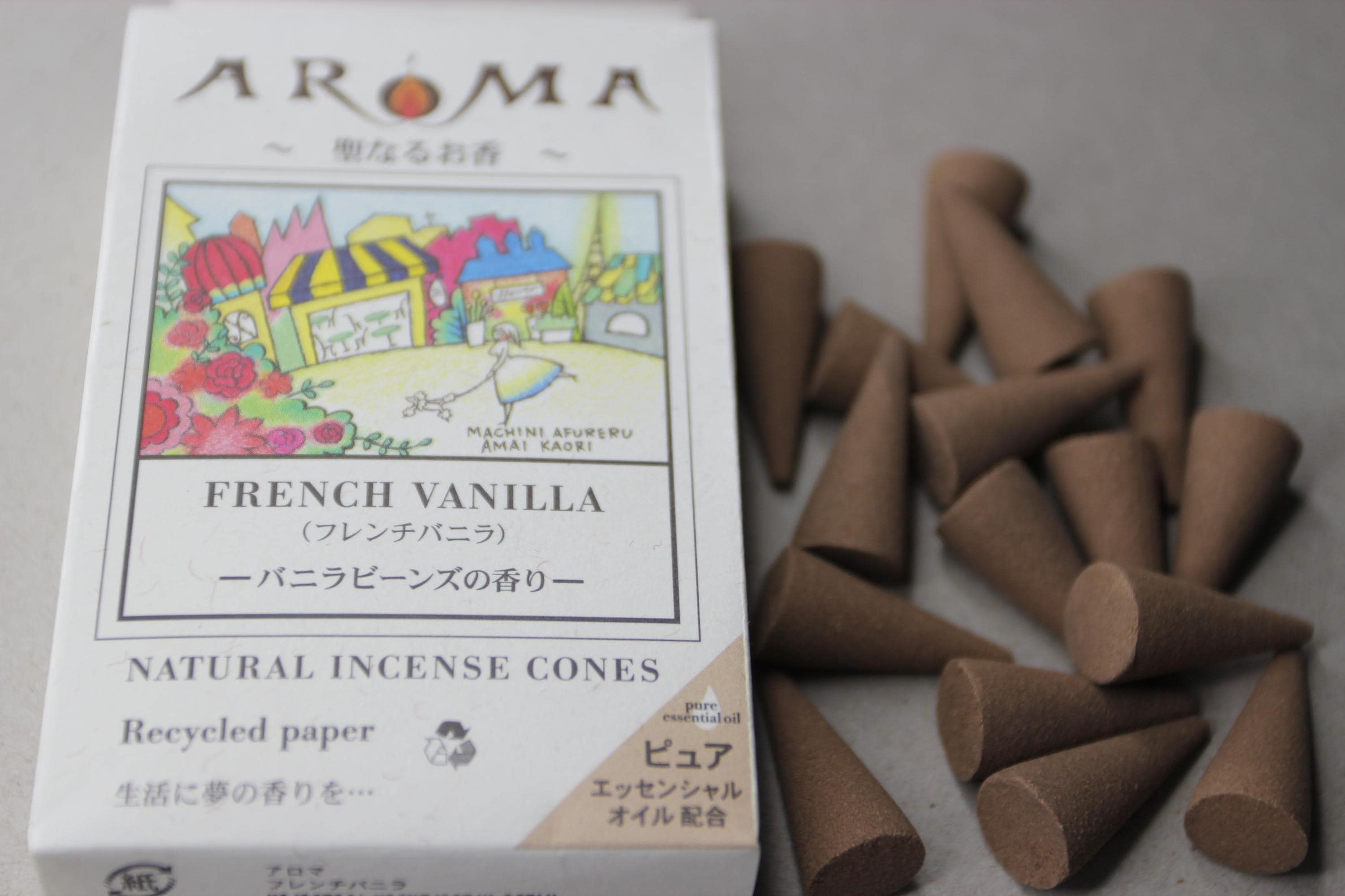 French Vanilla Japanese Incense Cones: Aromatherapy Meditation (16 pcs, 20 Min Burn Time)