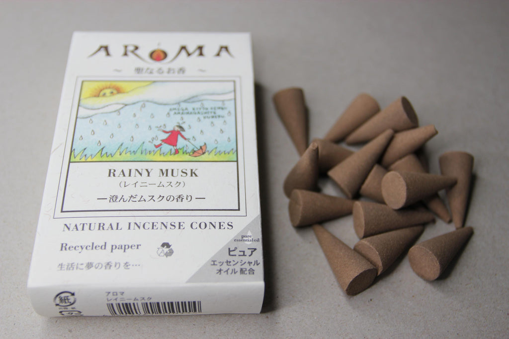 Rainy Musk Japanese Incense Cones: Earthy Rain Scent, Aromatherapy