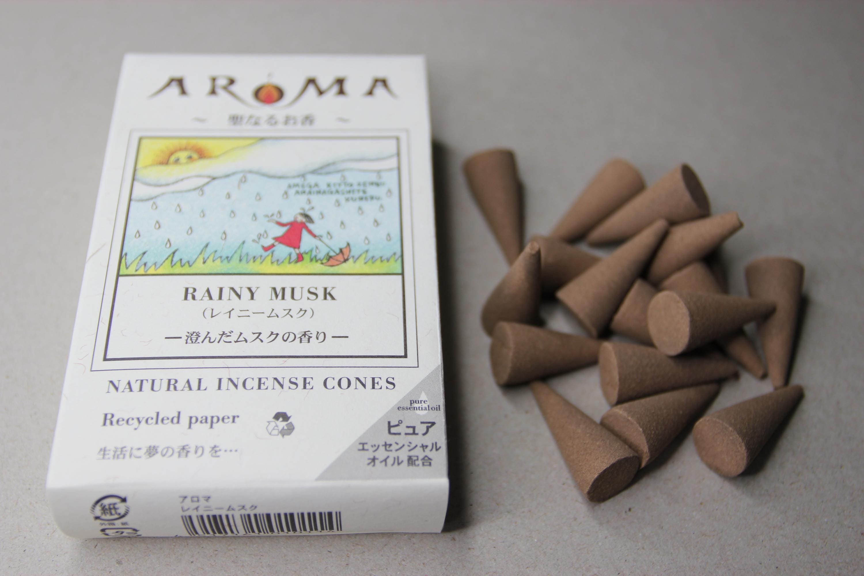 Rainy Musk Japanese Incense Cones: Earthy Rain Scent, Aromatherapy