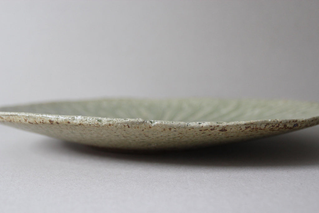 Shigaraki Ware Lotus Leaf Plate  Rustic Japanese Stoneware Dinner Plate  Artisan Tableware Gift  Wabi Sabi Decor  Made in Japan