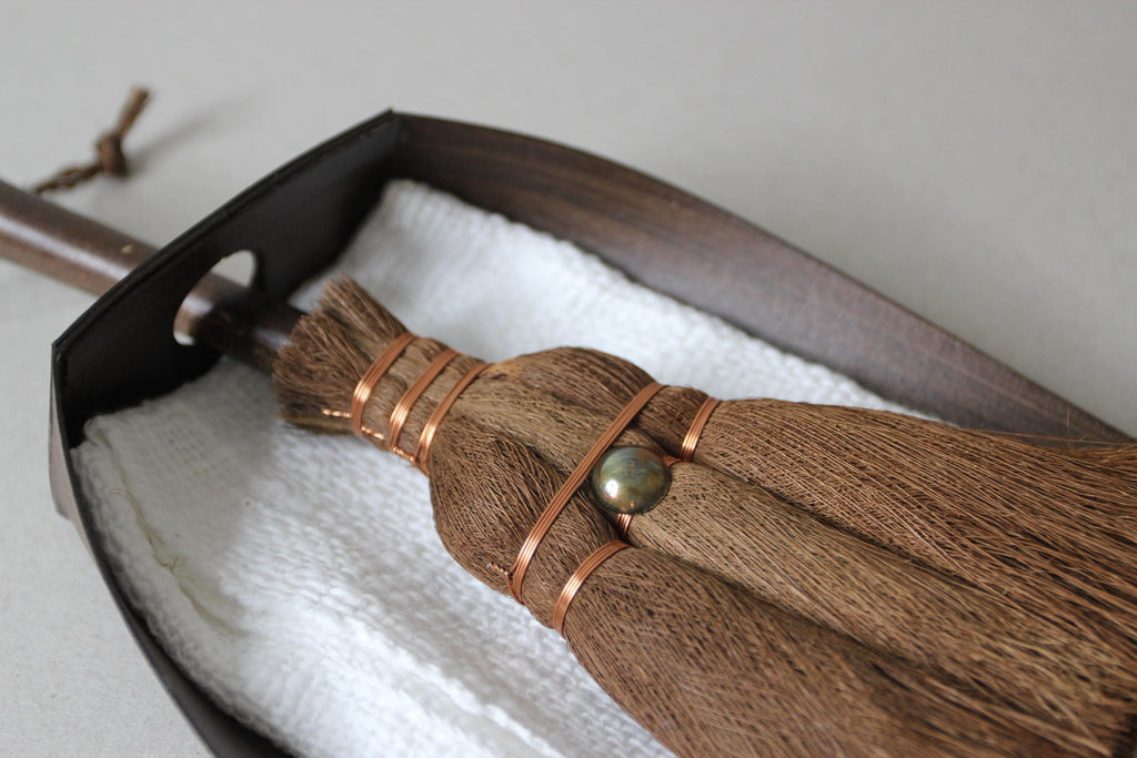 Japanese Palm Broom Set: Handmade Cleaning Tools with Dustpan & Cloth