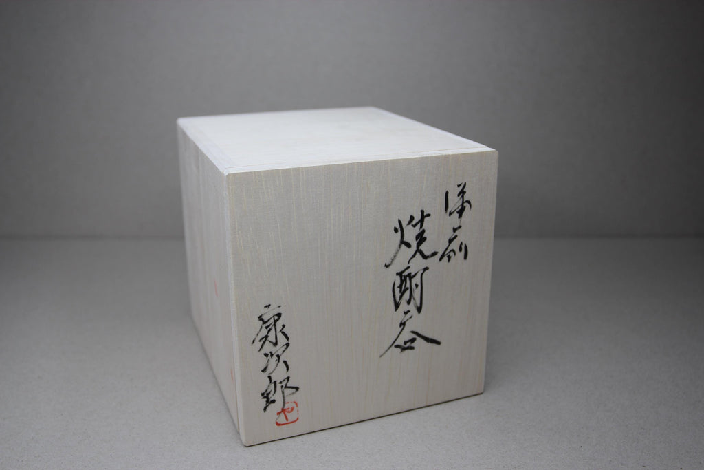Bizen Ware Pottery Cup: Handmade Japanese Tea/Sake Cup in Wooden Box