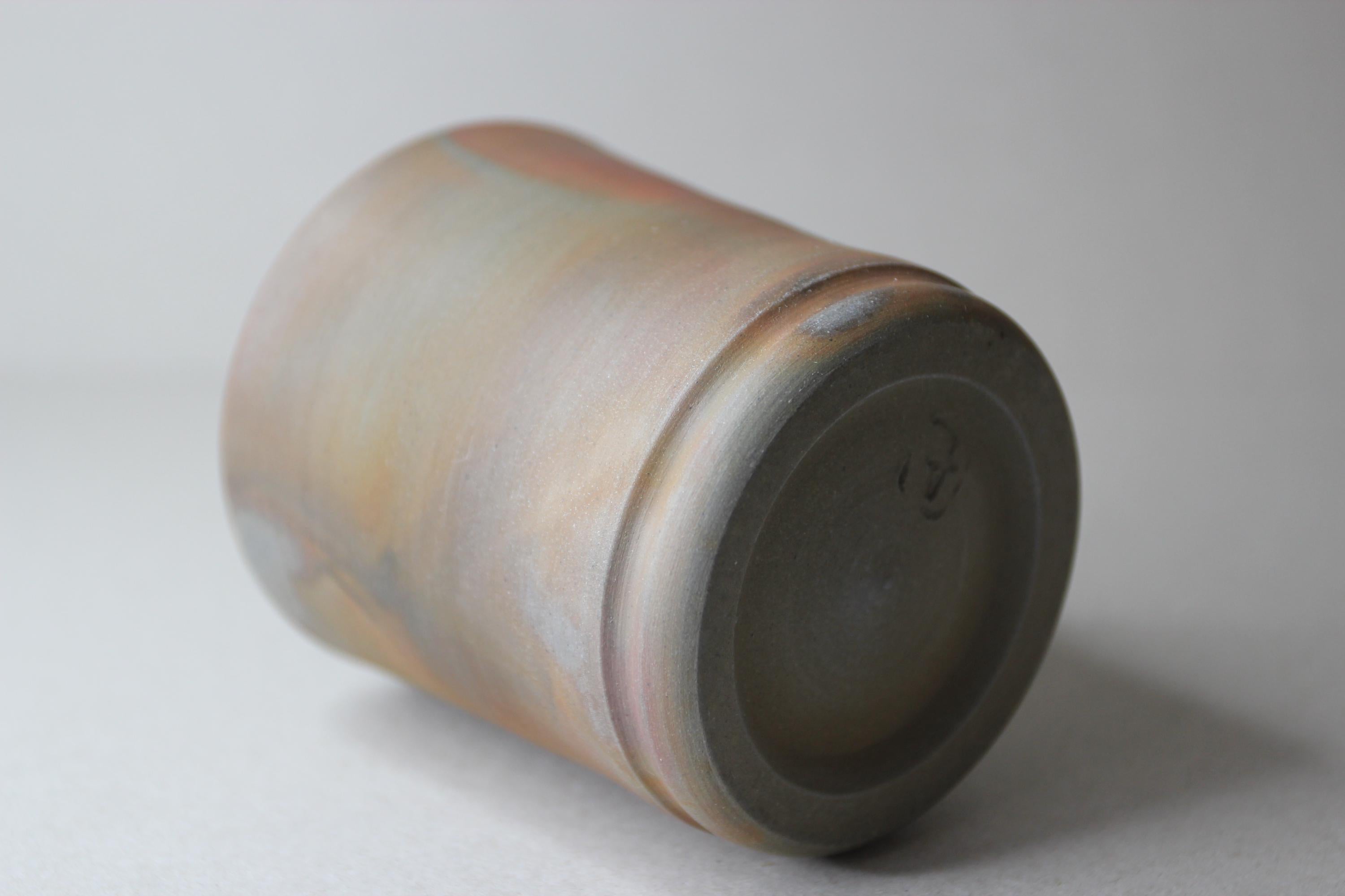 Bizen Ware Pottery Cup: Handmade Japanese Tea/Sake Cup in Wooden Box