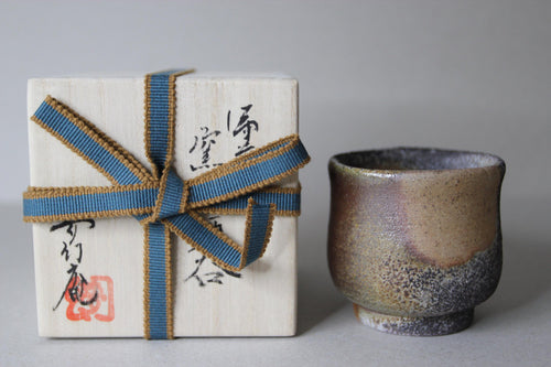 Handcrafted Bizen Ware Teacup: Japanese Pottery with Gift Box