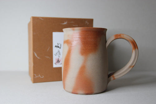 Handmade Bizen Ware Beer Mug: Rustic Japanese Pottery Cup