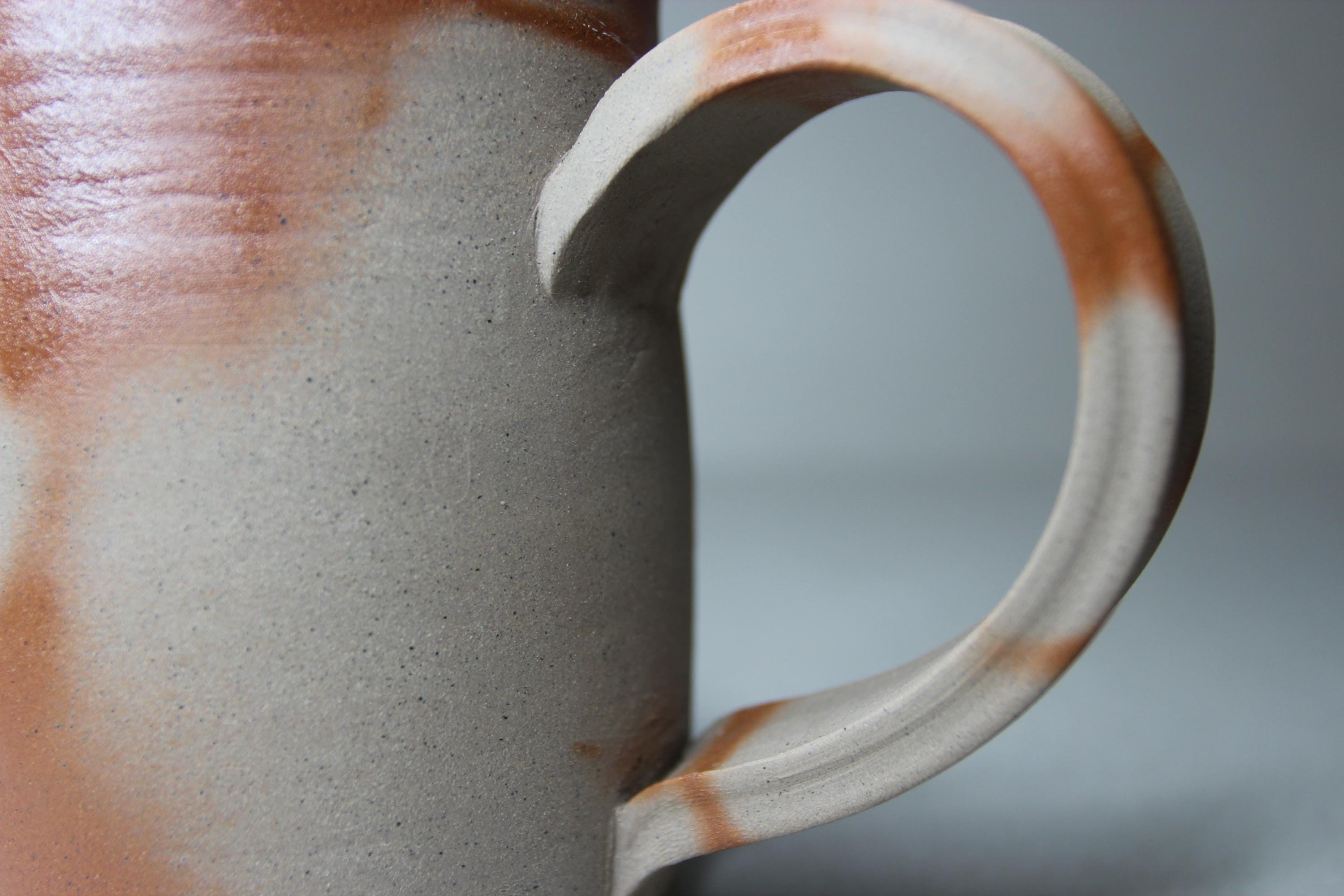 Handmade Bizen Ware Beer Mug: Rustic Japanese Pottery Cup