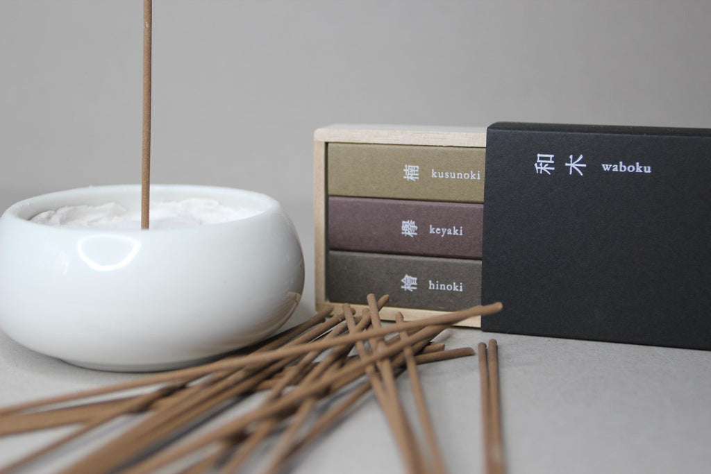 Waboku Japanese Incense Set: Hinoki, Keyaki, Kusunoki - 75 Sticks
