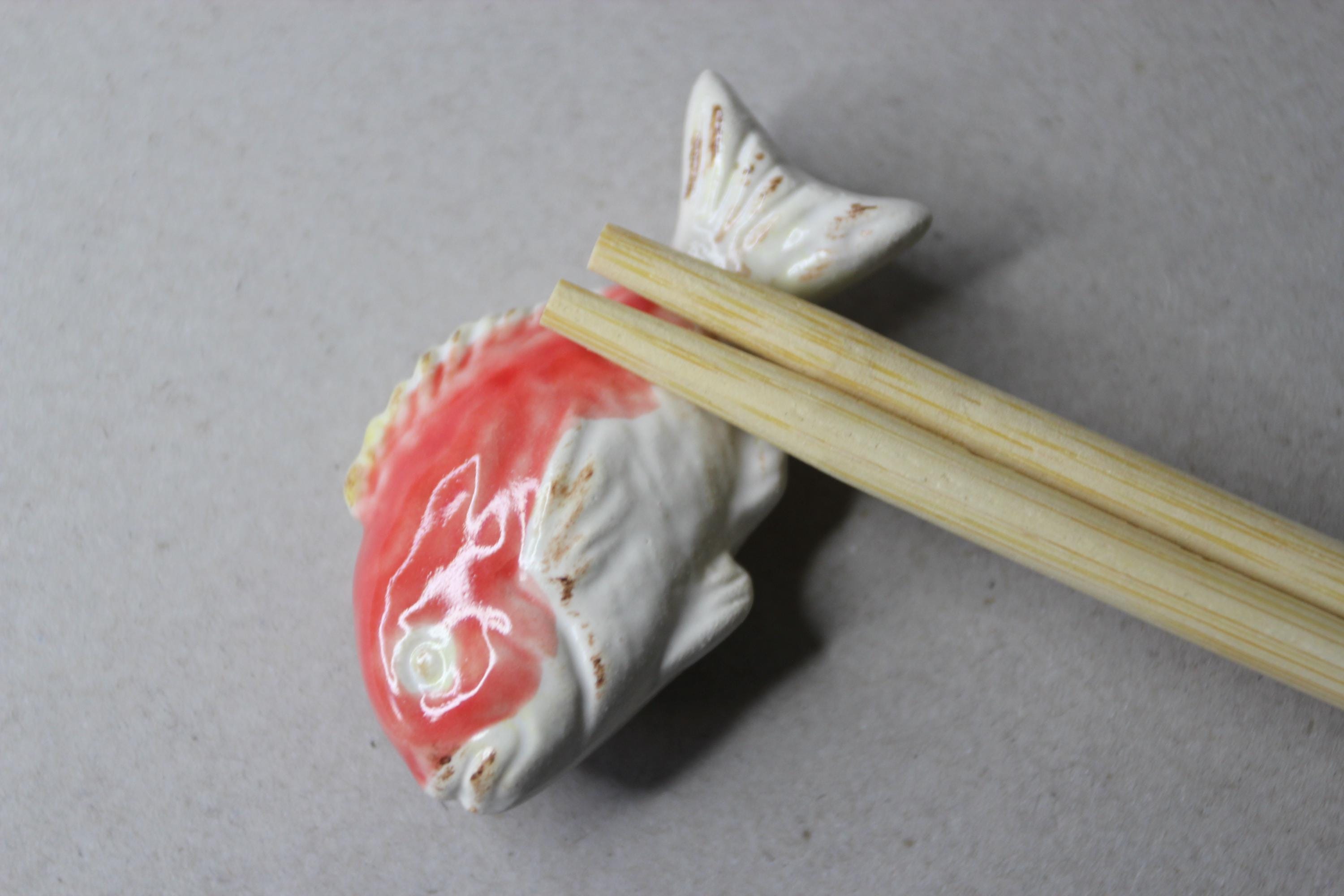 Handmade Red Snapper Chopstick Rest: Japanese Ceramic Fish
