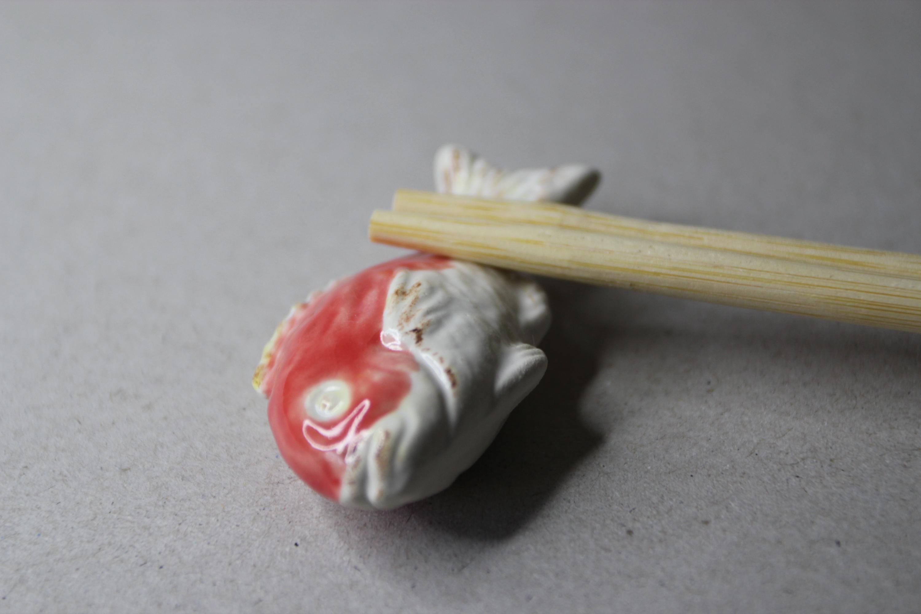 Handmade Red Snapper Chopstick Rest: Japanese Ceramic Fish