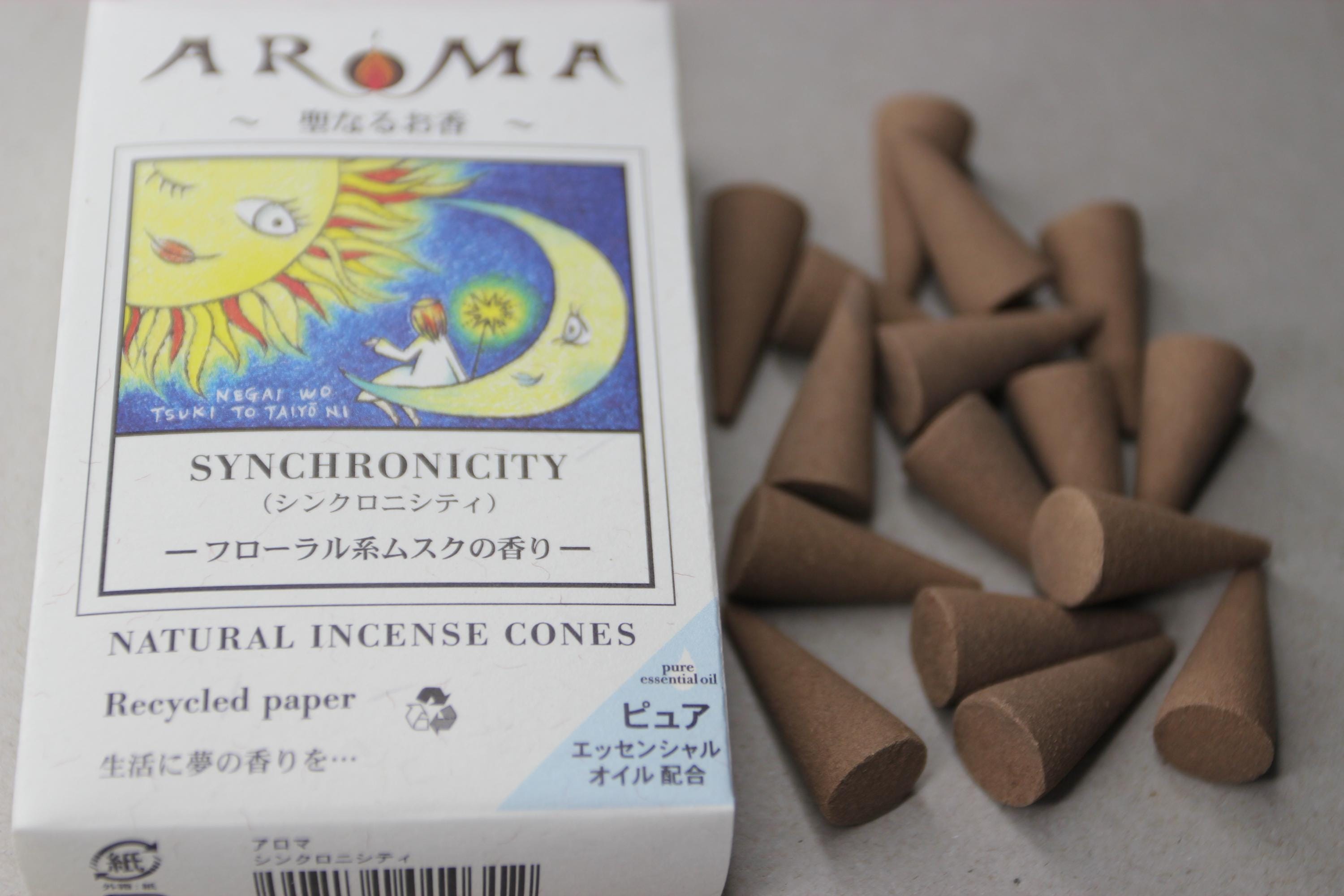 Japanese Incense Cones: Synchronicity Aroma - Meditation & Relaxation (16 pcs, 20 min Burn Time)