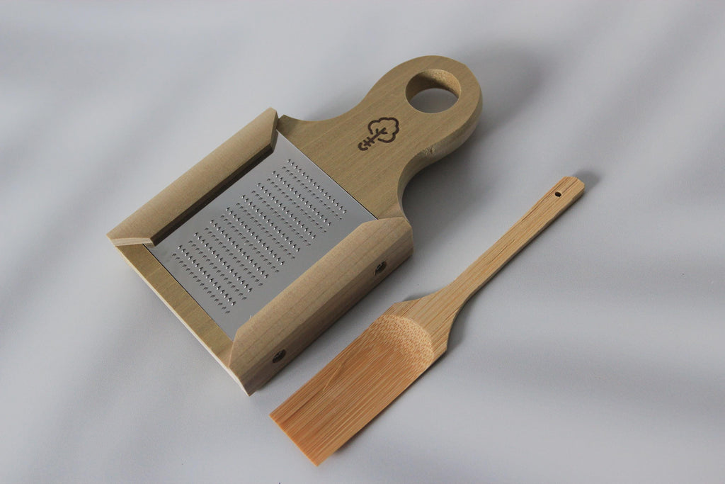 Japanese Wasabi Grater: Hinoki Wood Handle, Stainless Steel Blade