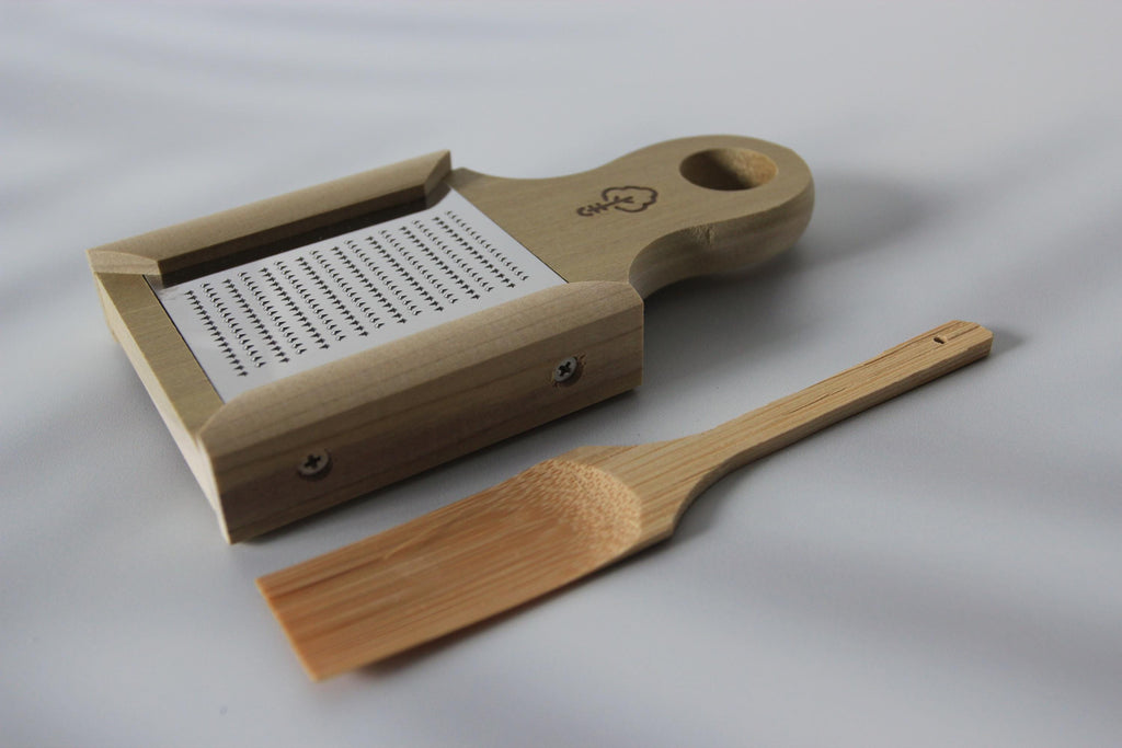 Japanese Wasabi Grater: Hinoki Wood Handle, Stainless Steel Blade