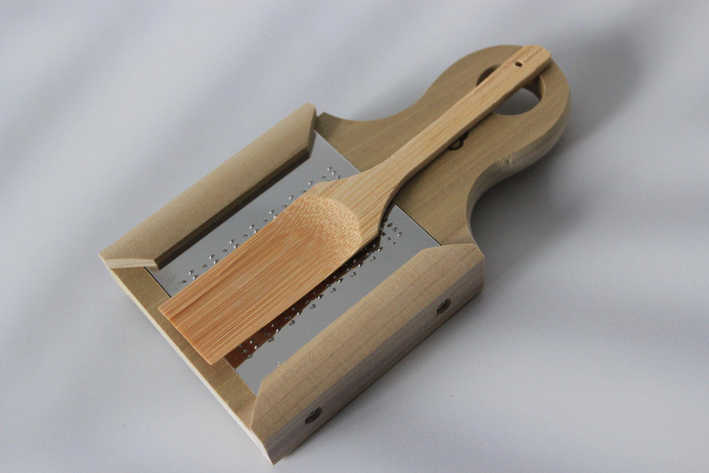 Japanese Wasabi Grater: Hinoki Wood Handle, Stainless Steel Blade