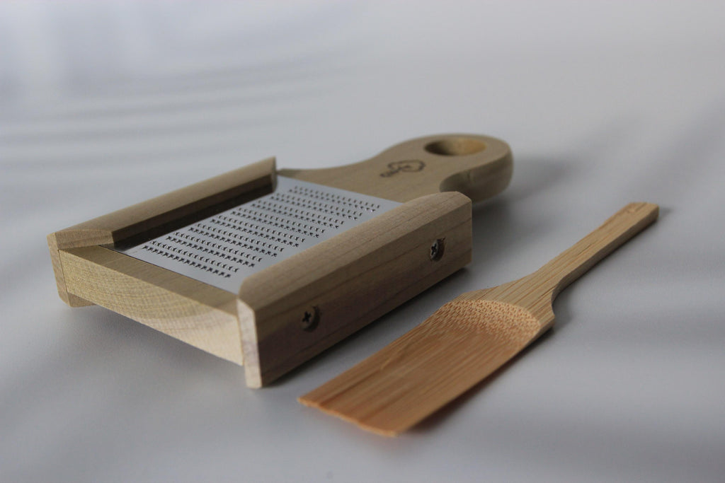 Japanese Wasabi Grater: Hinoki Wood Handle, Stainless Steel Blade