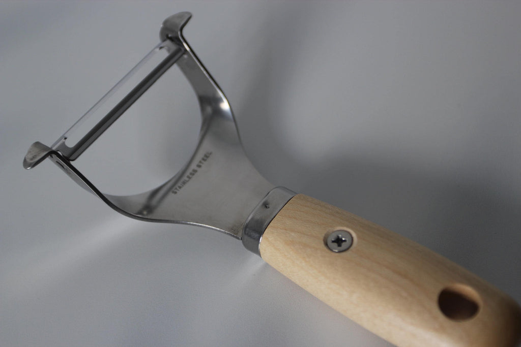 Japanese Maple Wood Vegetable Peeler: Stainless Steel Y-Peeler, Made in Japan