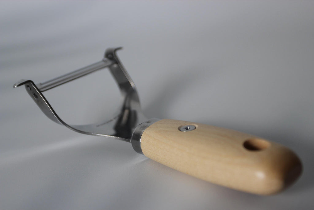 Japanese Maple Wood Vegetable Peeler: Stainless Steel Y-Peeler, Made in Japan