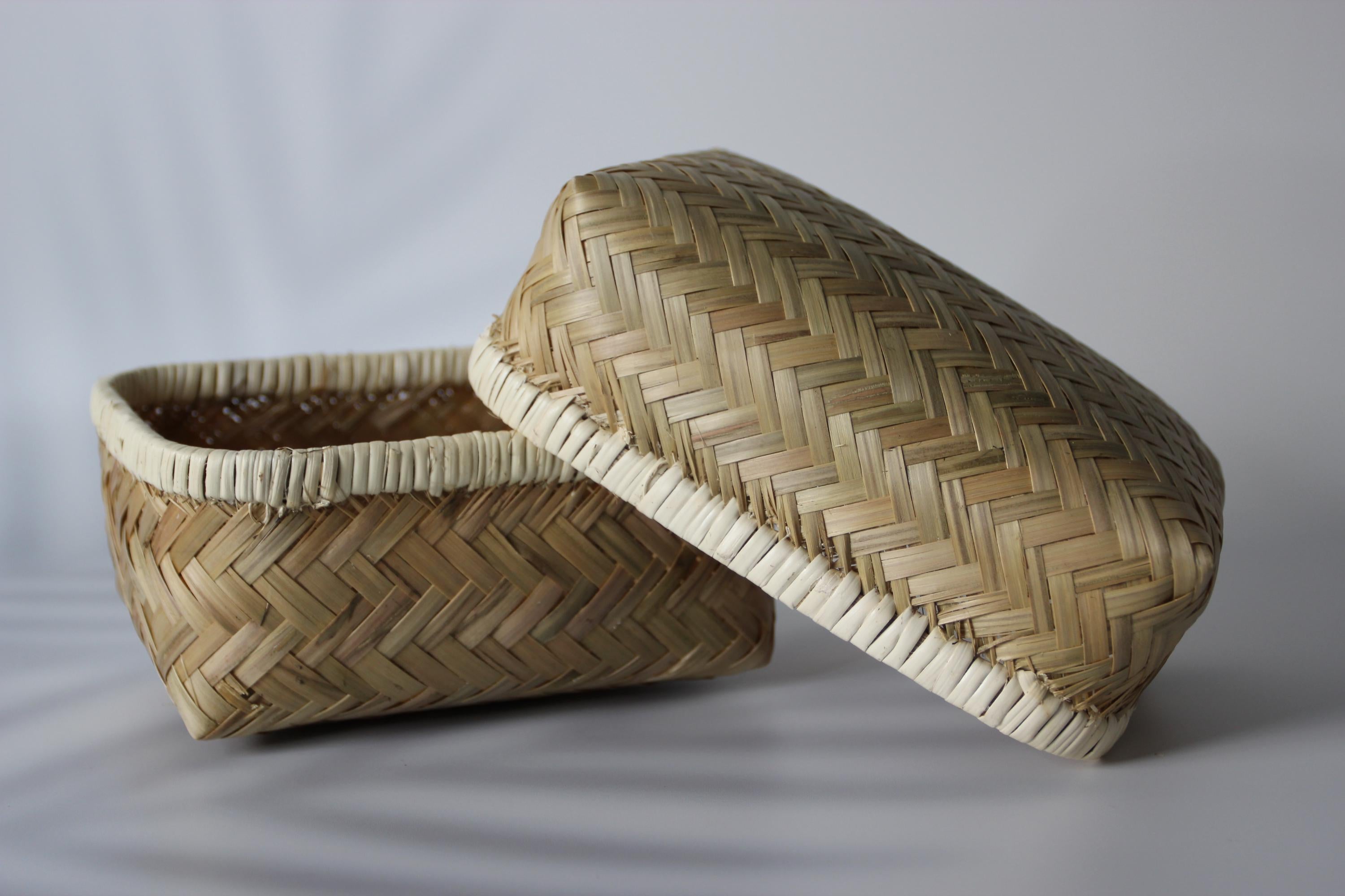 Handwoven Bamboo Ajiro Bento Box: Japanese Kitchen Organizer