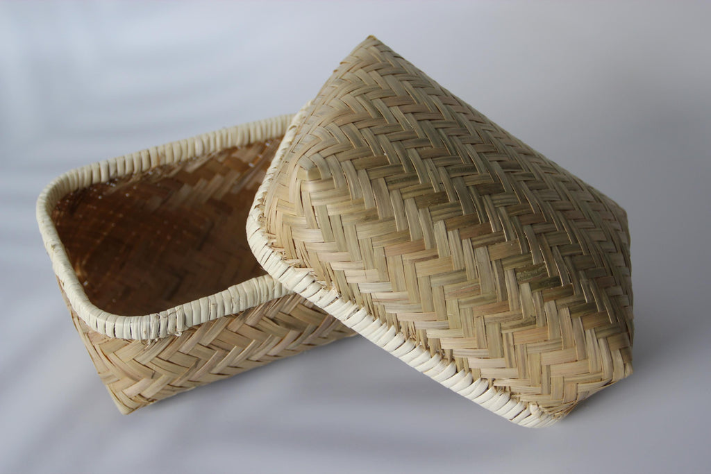 Handwoven Bamboo Ajiro Bento Box: Japanese Kitchen Organizer