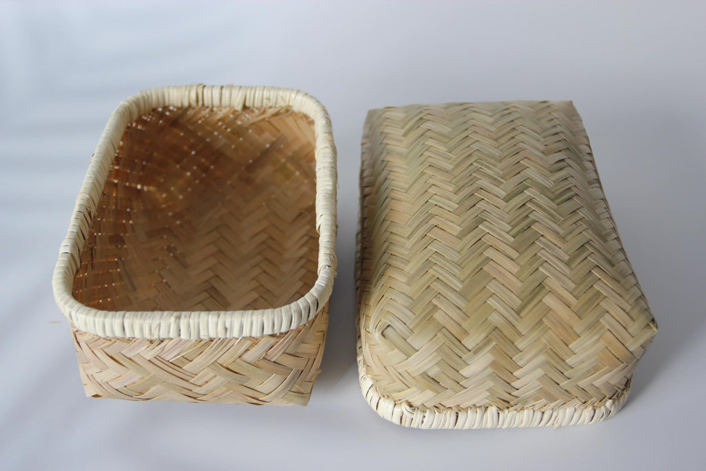 Handwoven Bamboo Ajiro Bento Box: Japanese Kitchen Organizer