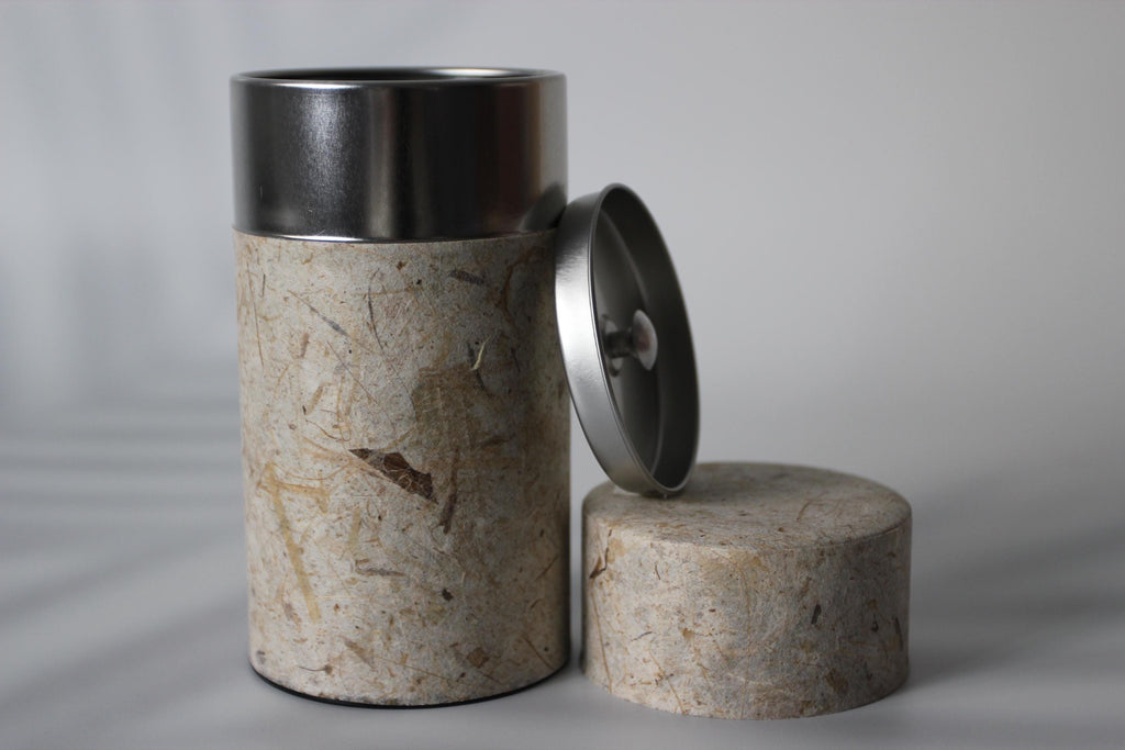 Washi Paper Tea Canister: Large Japanese Tea Tin (200g) or Small (100g)