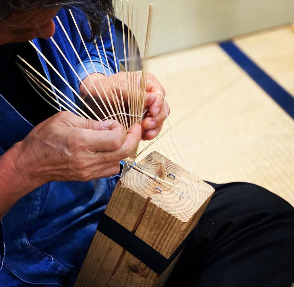 Traditional Japanese Bamboo & Persimmon Paper Fan from Kumamoto | Kurikawa Shoten | 400-Year Heritage