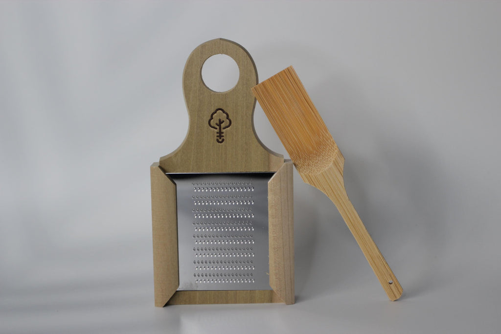 Japanese Wasabi Grater: Hinoki Wood Handle, Stainless Steel Blade