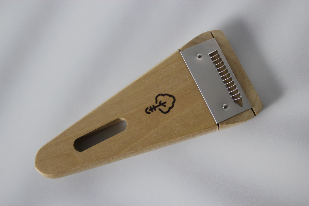 Japanese Julienne Peeler: Hinoki Wood Handle, Stainless Steel Blade