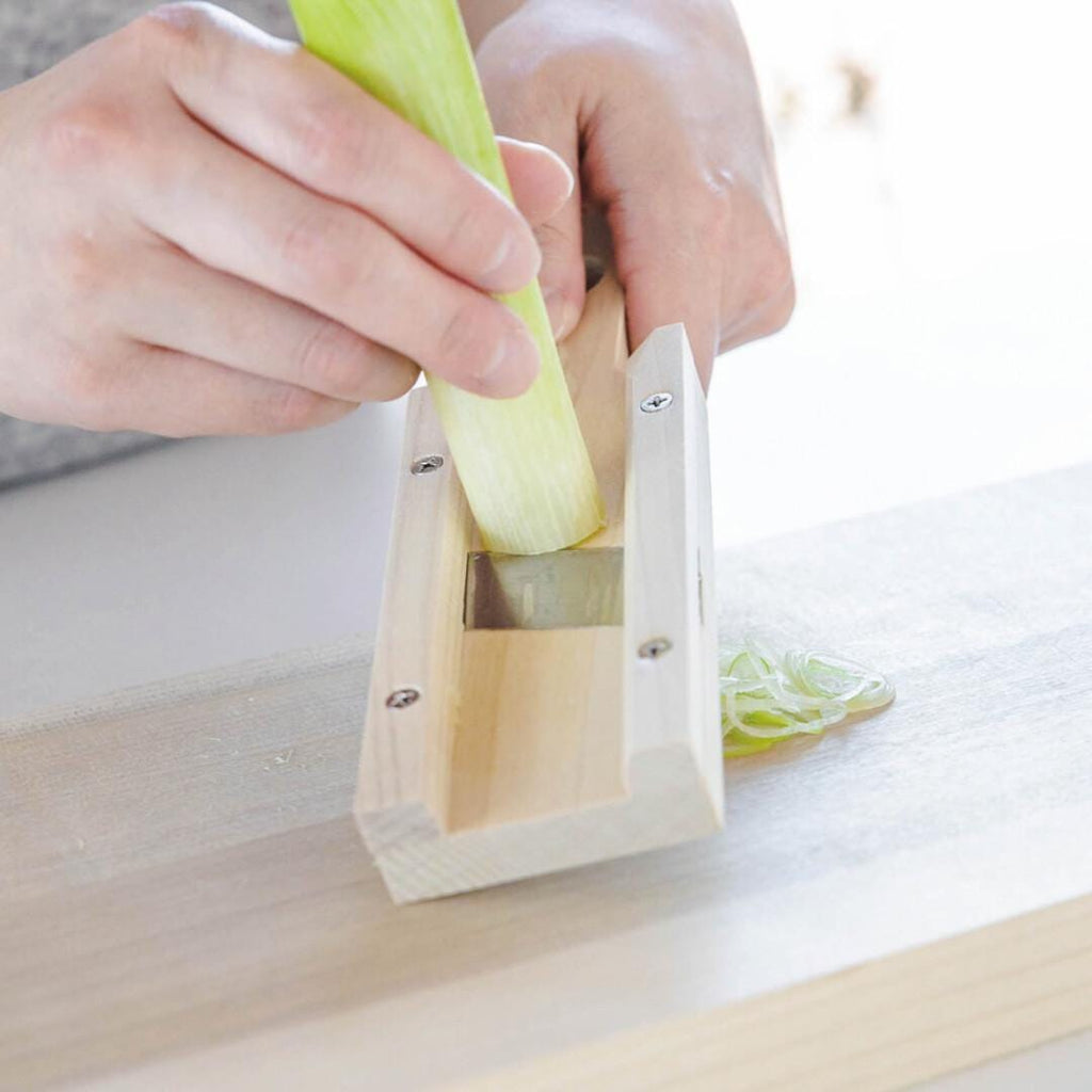 Made in Japan Hinoki Wood Vegetable Slicer: Stainless Steel Blade