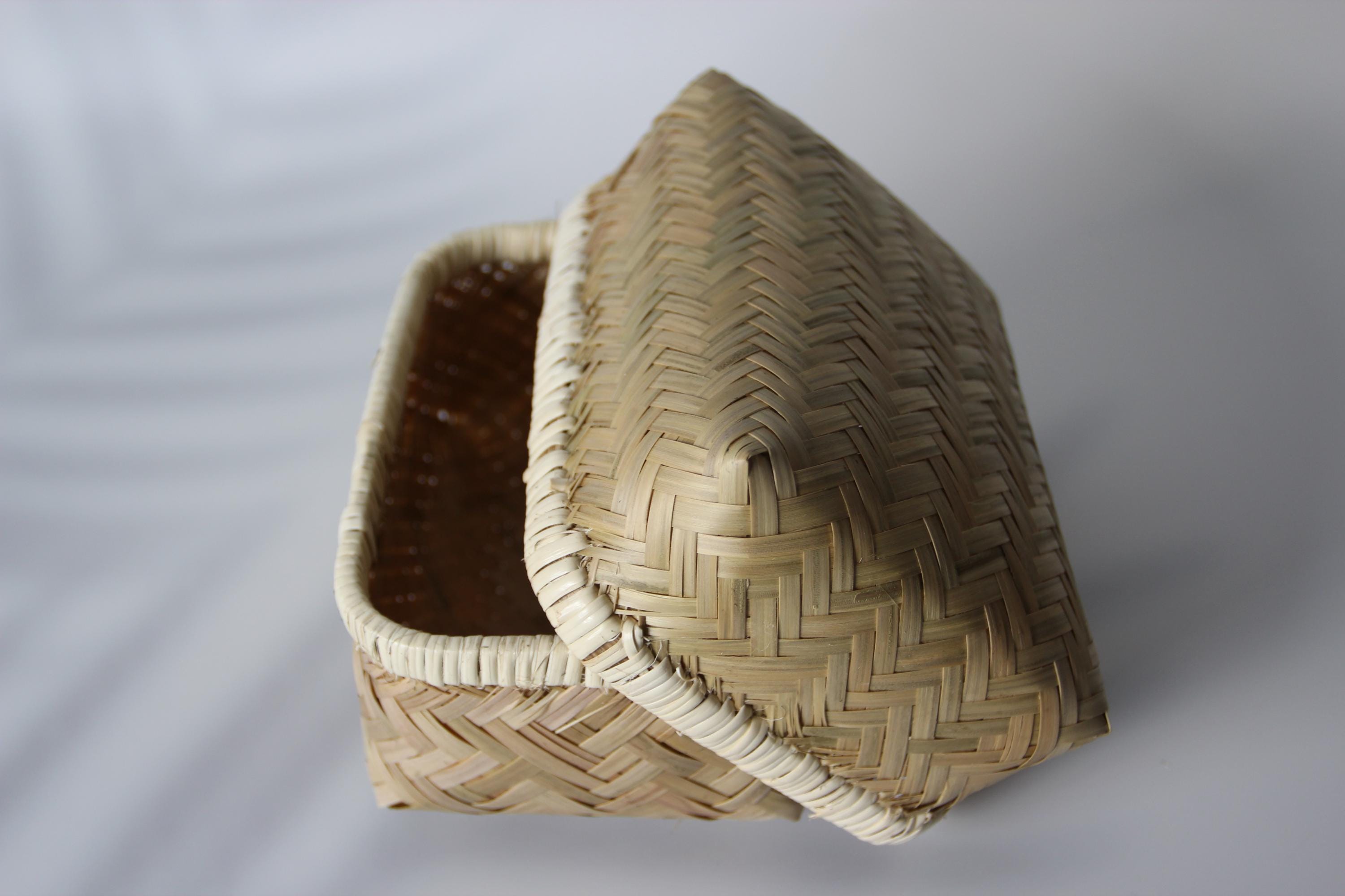Handwoven Bamboo Ajiro Bento Box: Japanese Kitchen Organizer
