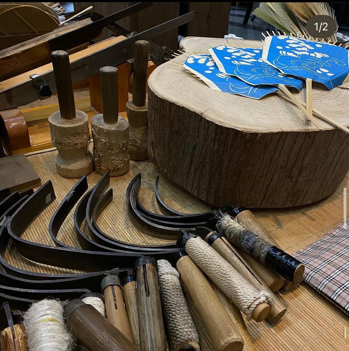 Traditional Japanese Bamboo & Persimmon Paper Fan from Kumamoto | Kurikawa Shoten | 400-Year Heritage