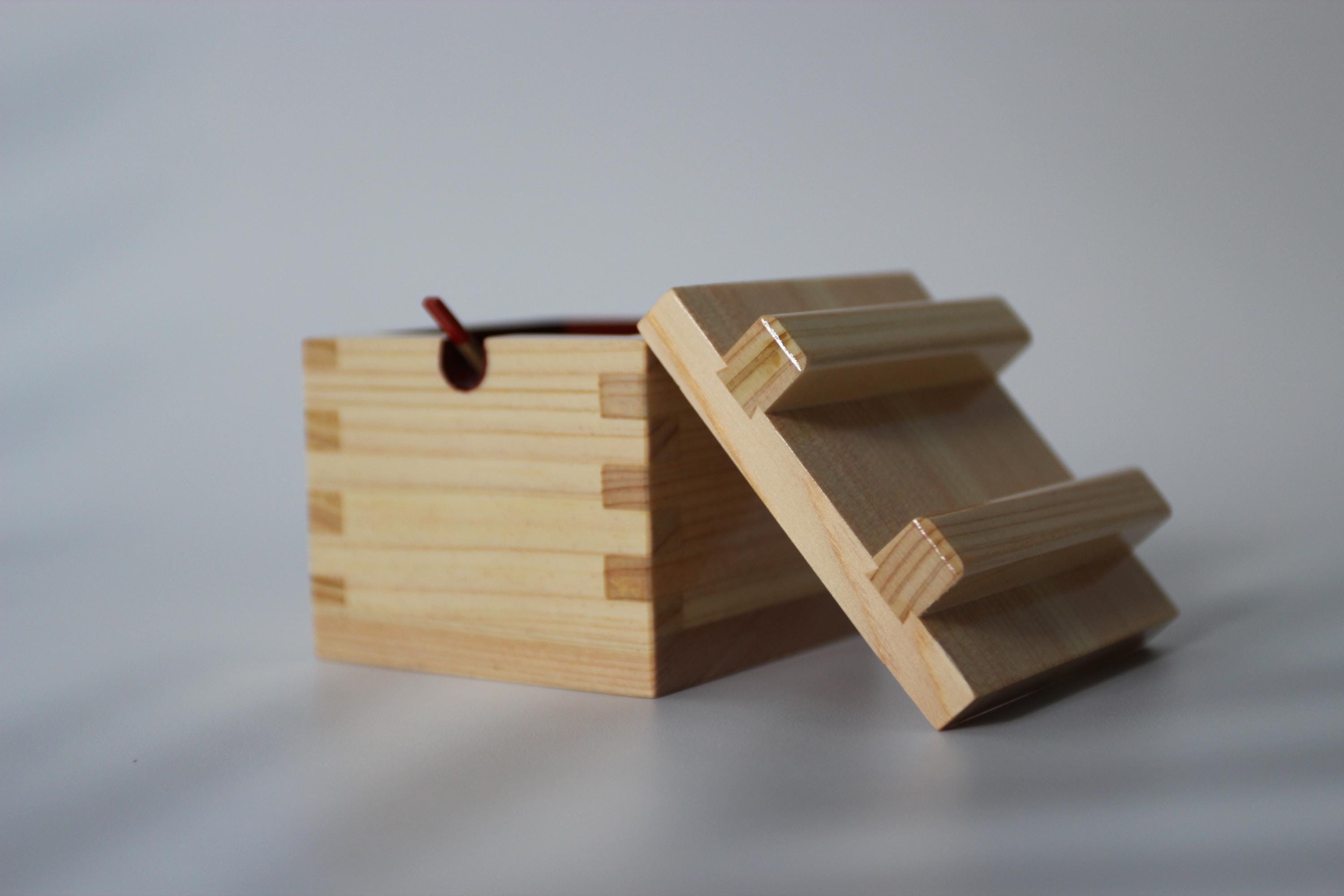 Hinoki Wood Salt Box with Spoon: Japanese Cypress Spice Container