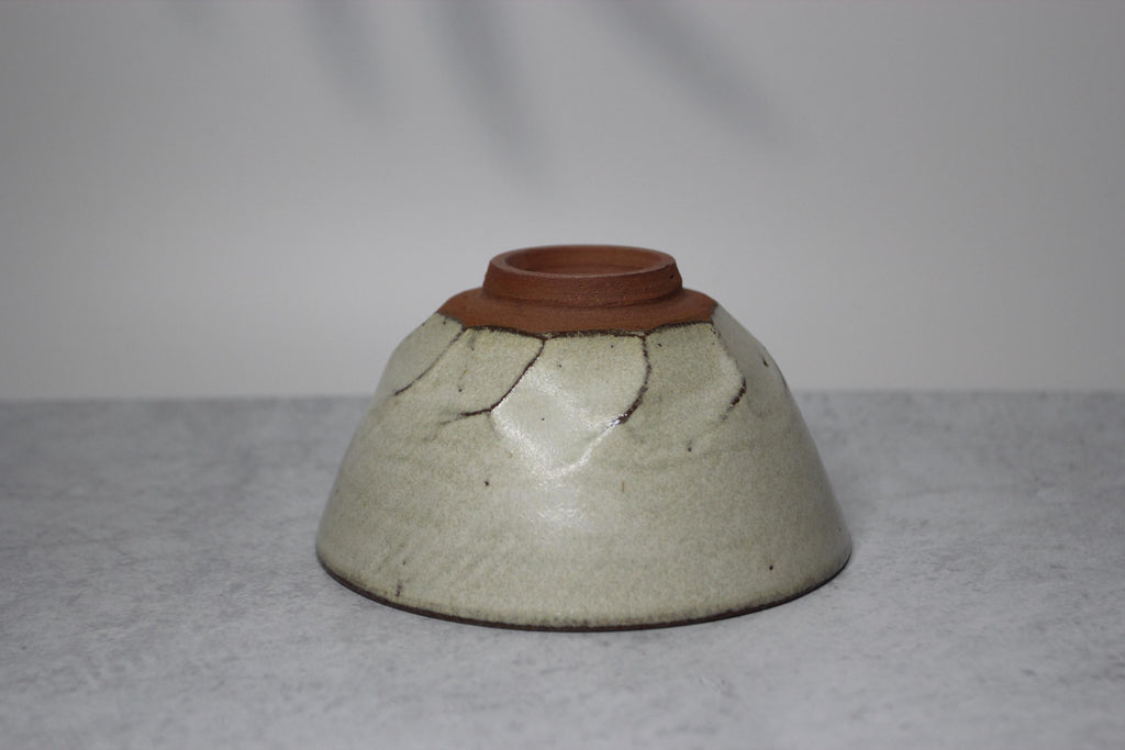 Handmade Shigaraki Ware Rice Bowl: White Shinogi Japanese Pottery
