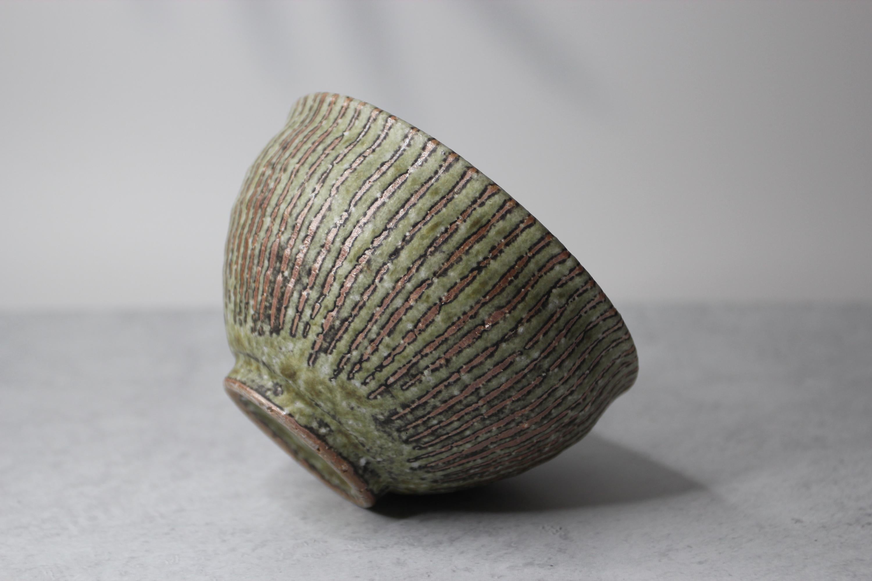 Shigaraki Ware Moegi Bowl: Handmade Japanese Ceramic Pottery