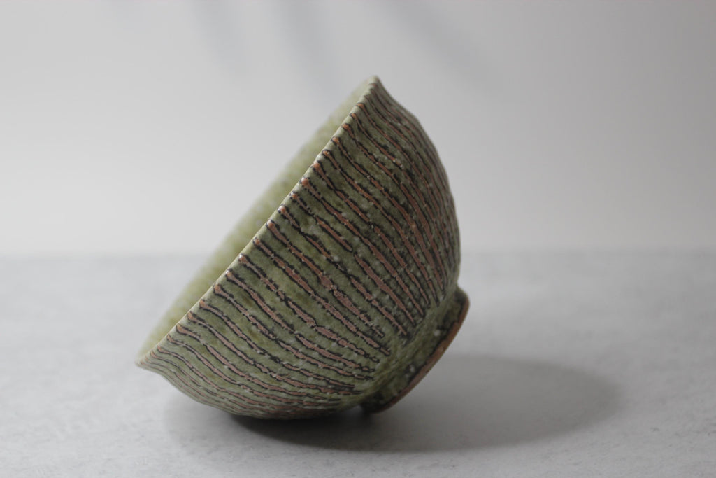 Shigaraki Ware Moegi Bowl: Handmade Japanese Ceramic Pottery