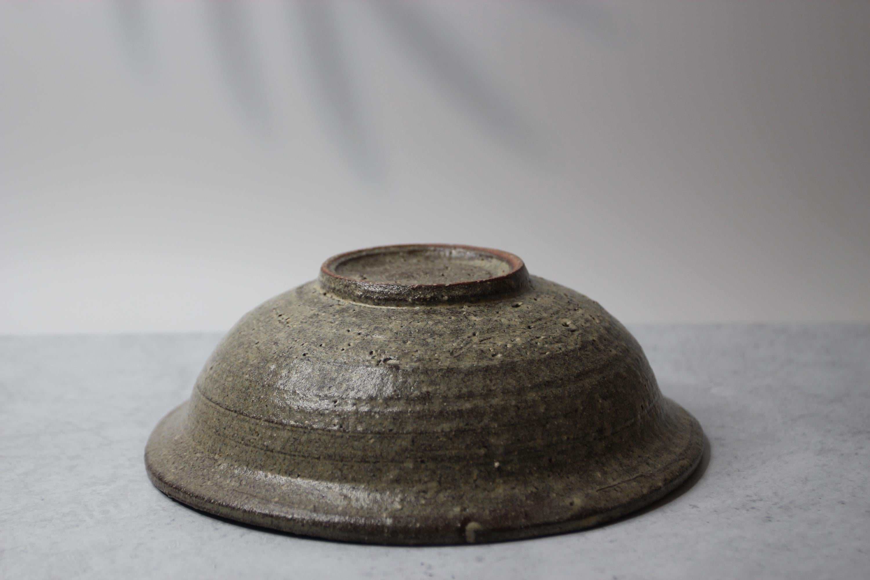 Handmade Shigaraki Ware Donburi Bowl: Ash Glazed Japanese Ceramic Serving Bowl