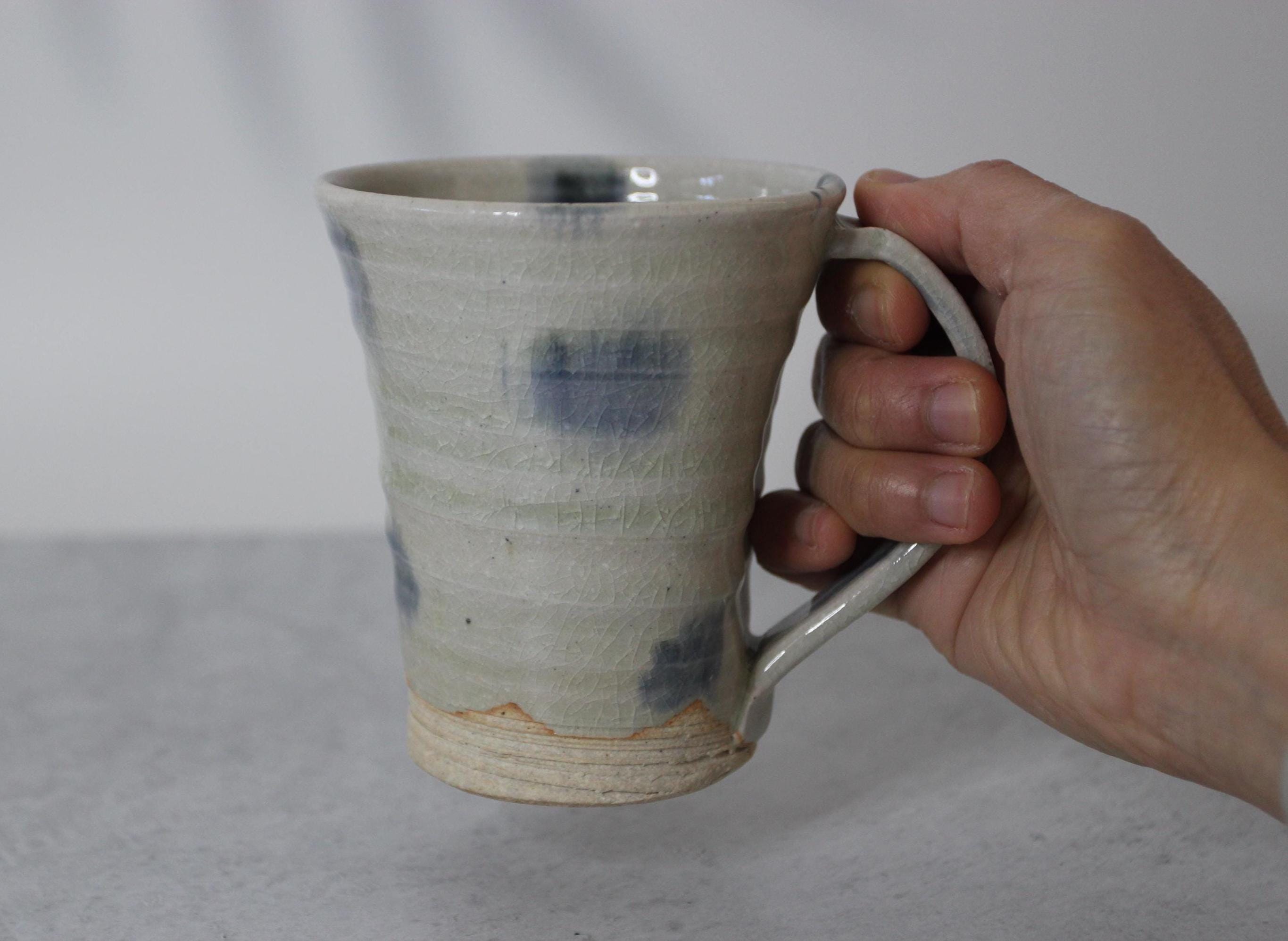Handmade Shigaraki Ware Mug: Rustic Blue Glaze Japanese Pottery