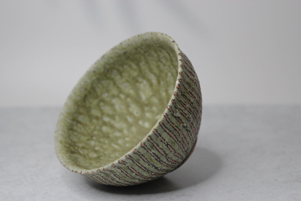 Shigaraki Ware Moegi Bowl: Handmade Japanese Ceramic Pottery