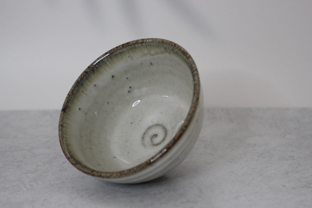 Handmade Shigaraki Ware Rice Bowl: Japanese Wabi Sabi Pottery, Hagi Iron Painting