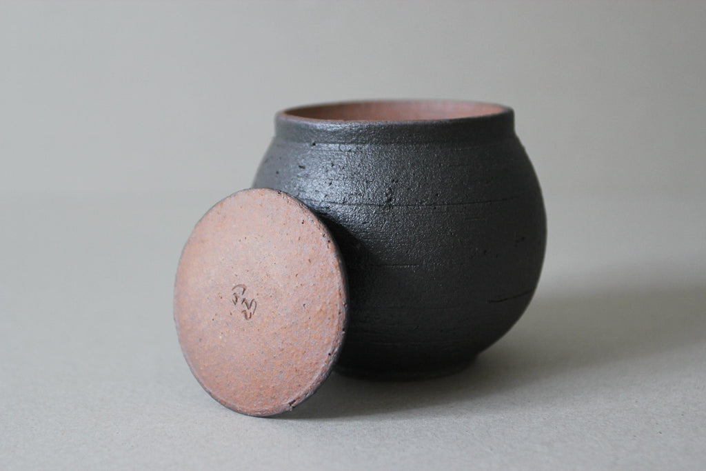 Handmade Shigaraki Ceramic Salt Pot: Rustic Japanese Kitchen Jar