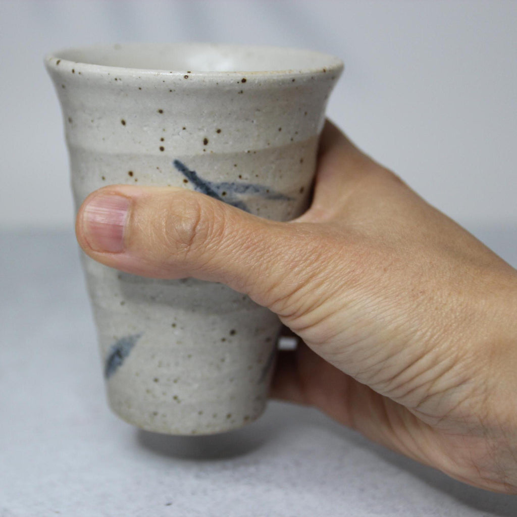 Handmade Shigaraki Ware Sasae Cup: Japanese Wabi Sabi Ceramic Tumbler