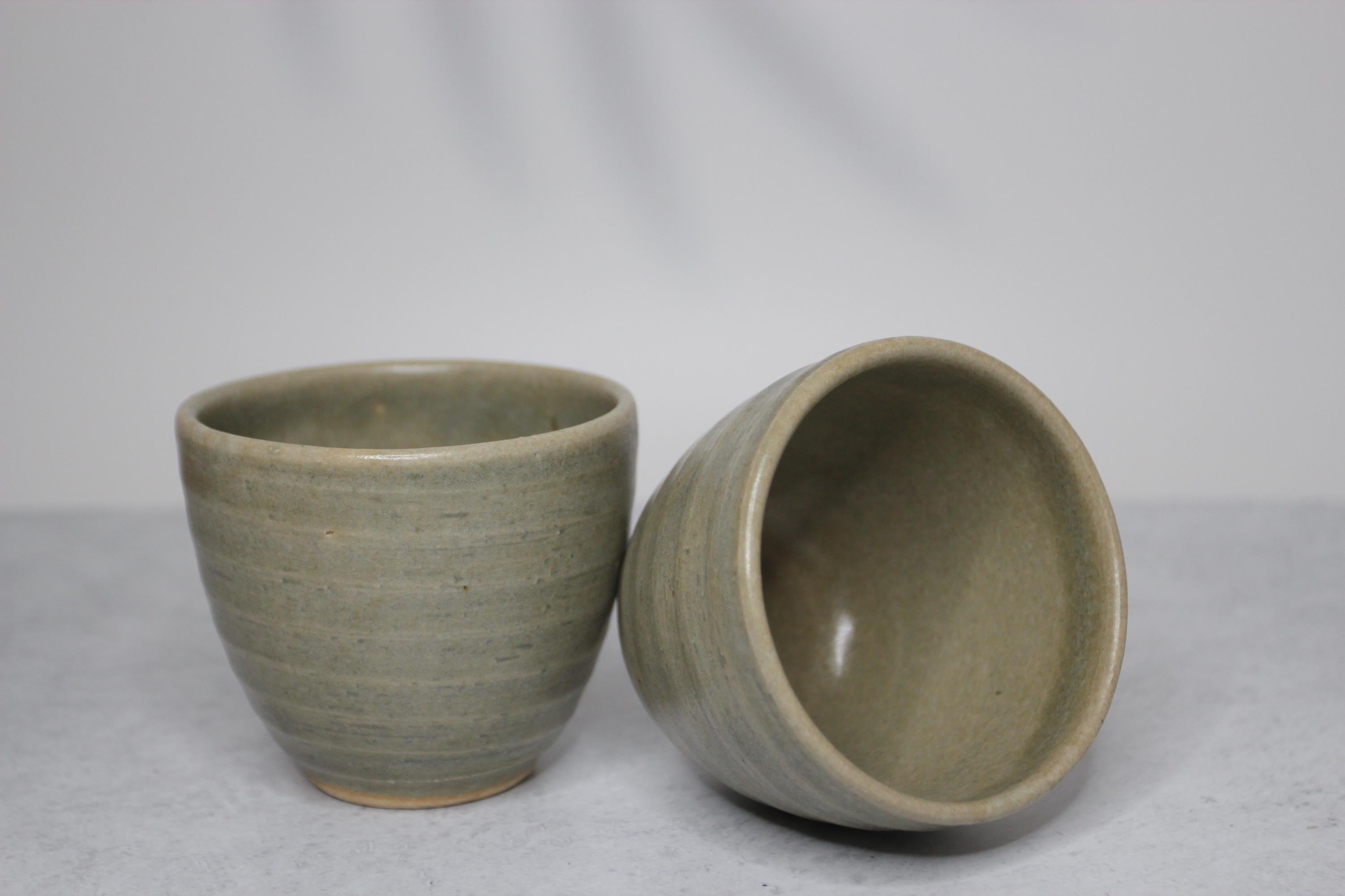 Japanese Shigaraki Ware Olive Ceramic Teacup: Rustic Handmade Pottery